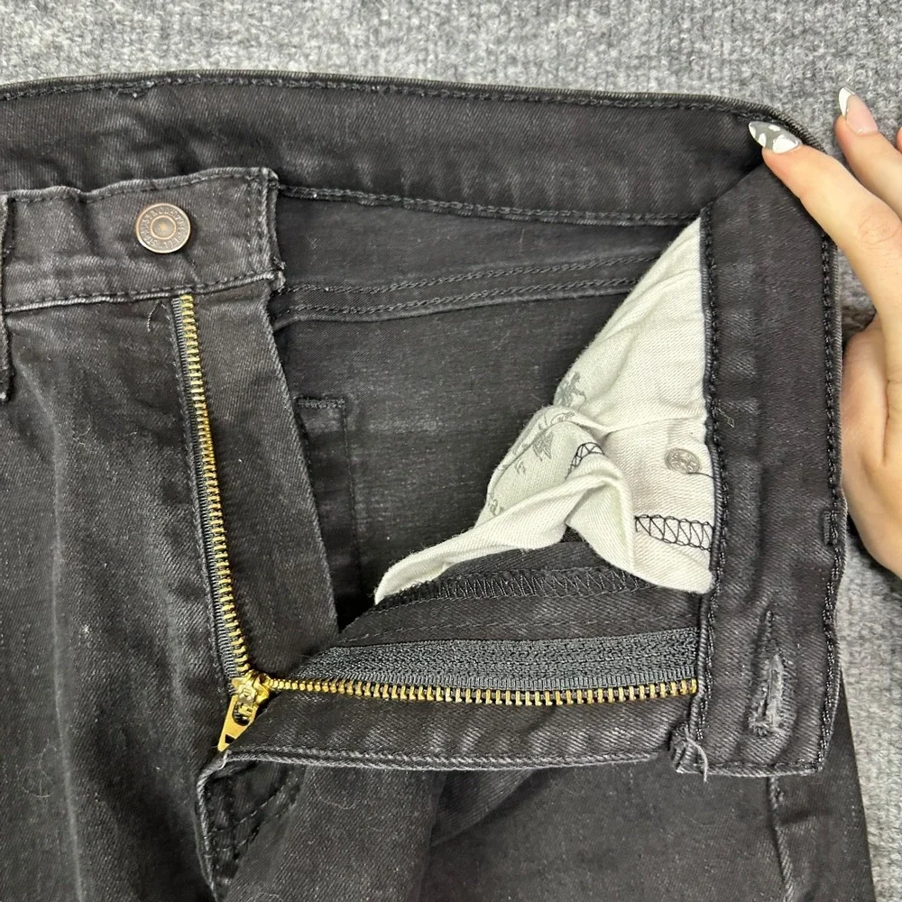 Levi's 505 Jeans Men's Black Denim Stretch Pockets Mid Rise Straight Fit - 30X30